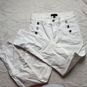 Ann Taylor White Button-Accent Jeans